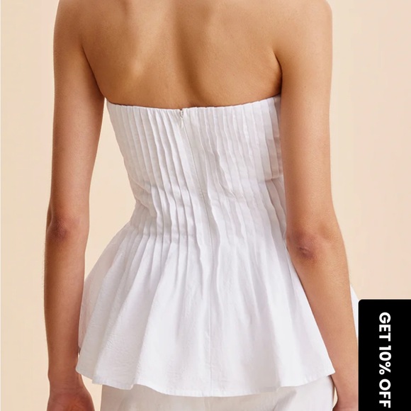 NWT Commense White Strapless Pleated Top - Picture 6 of 11